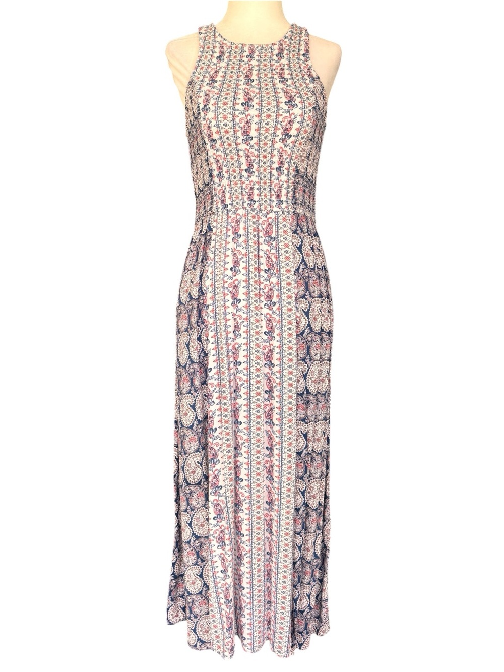 Japna Navy Blue and White Printed Maxi Dress - Picture 2 of 15